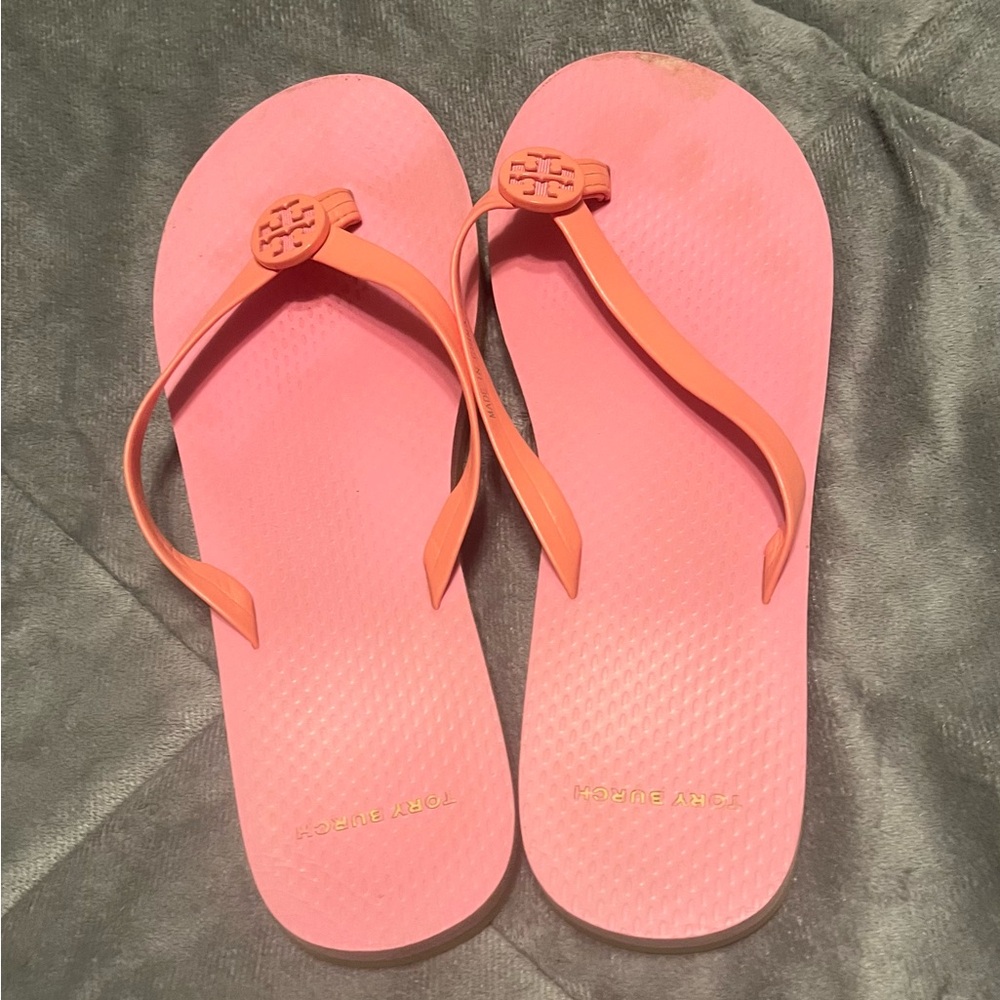 Tory Burch Pink Logo Flip Flop Sandals